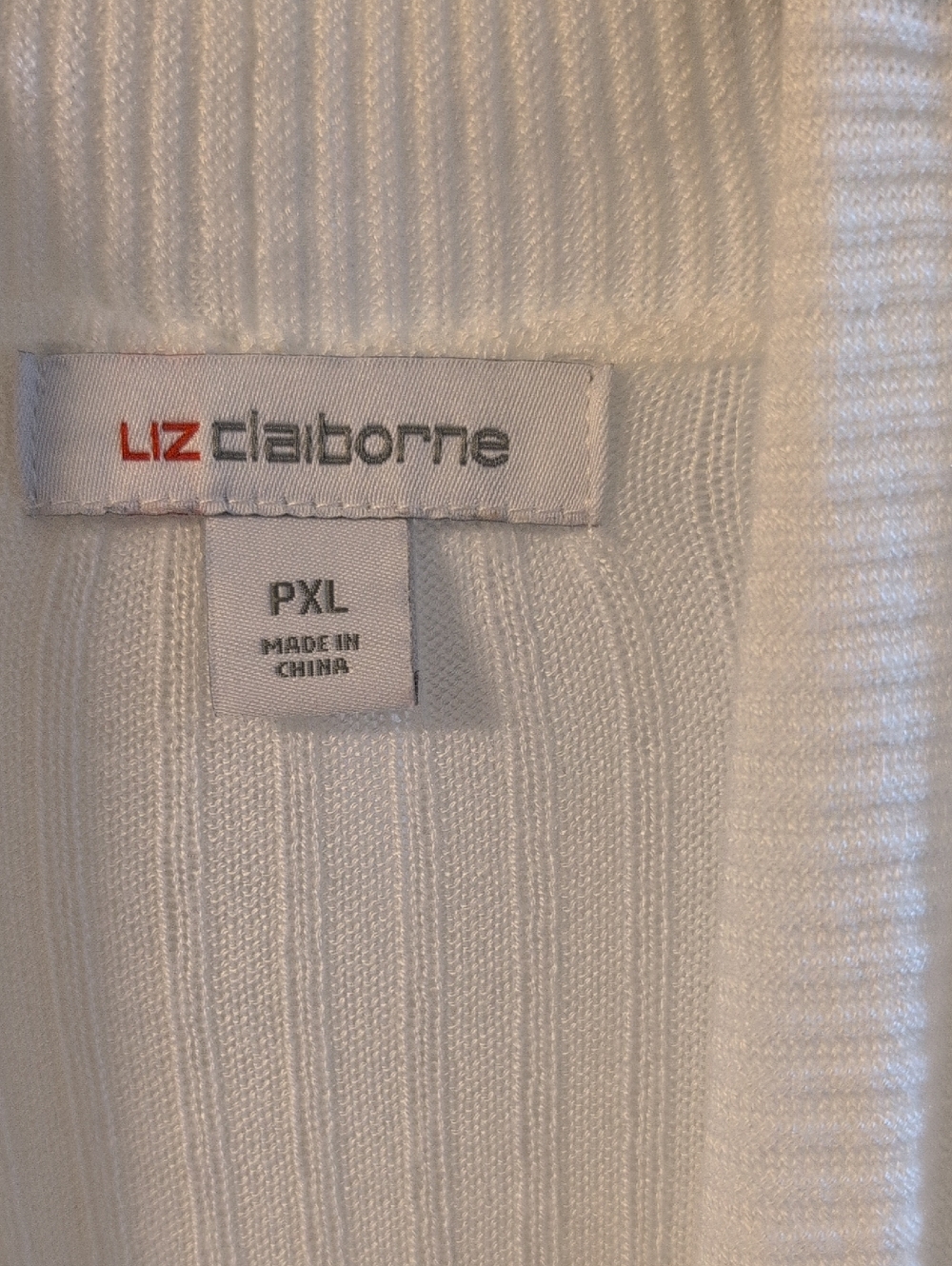 Liz Claiborne White Open-Front Ribbed Cardigan Sweater - Picture 3 of 5